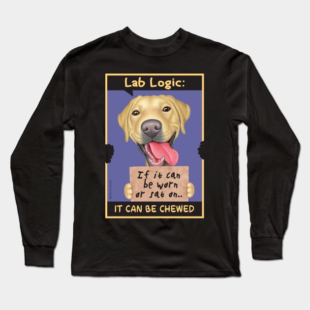 Yellow Labrador Retriever holding sign Long Sleeve T-Shirt by Danny Gordon Art